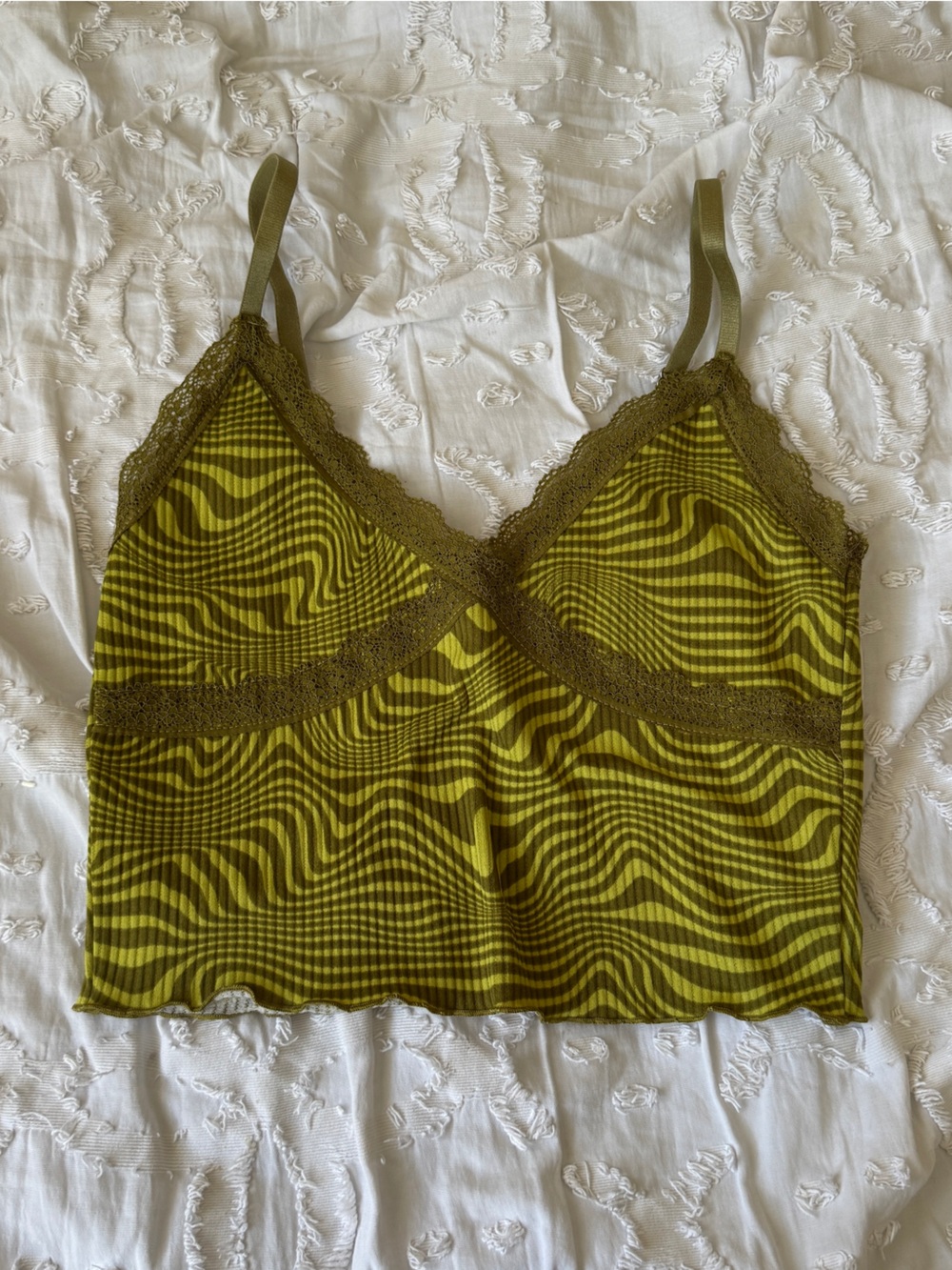 Olive Green Lace-Trim H&M Small Tank top